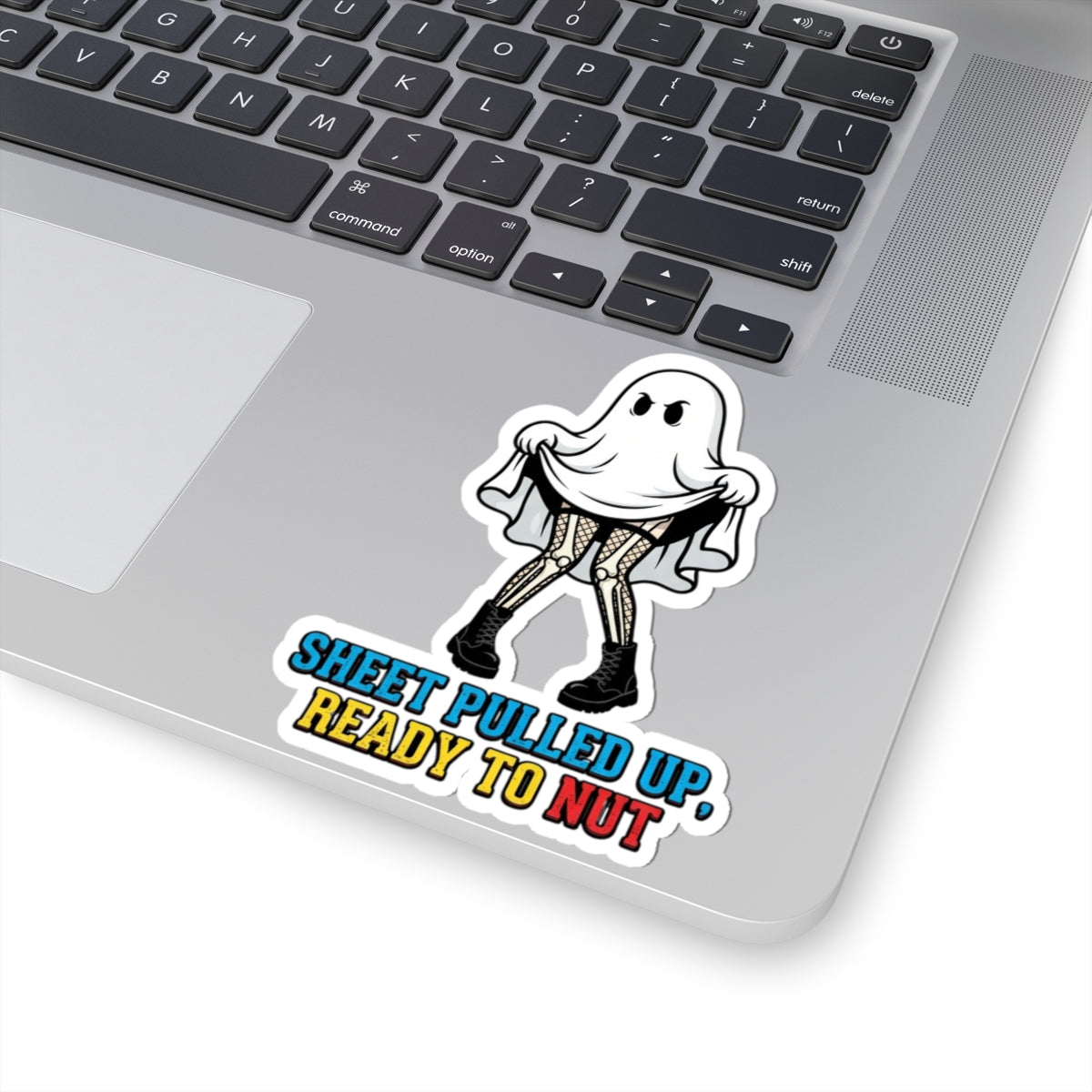 "Sheet Pulled Up Ready to Nut" Sticker — Main