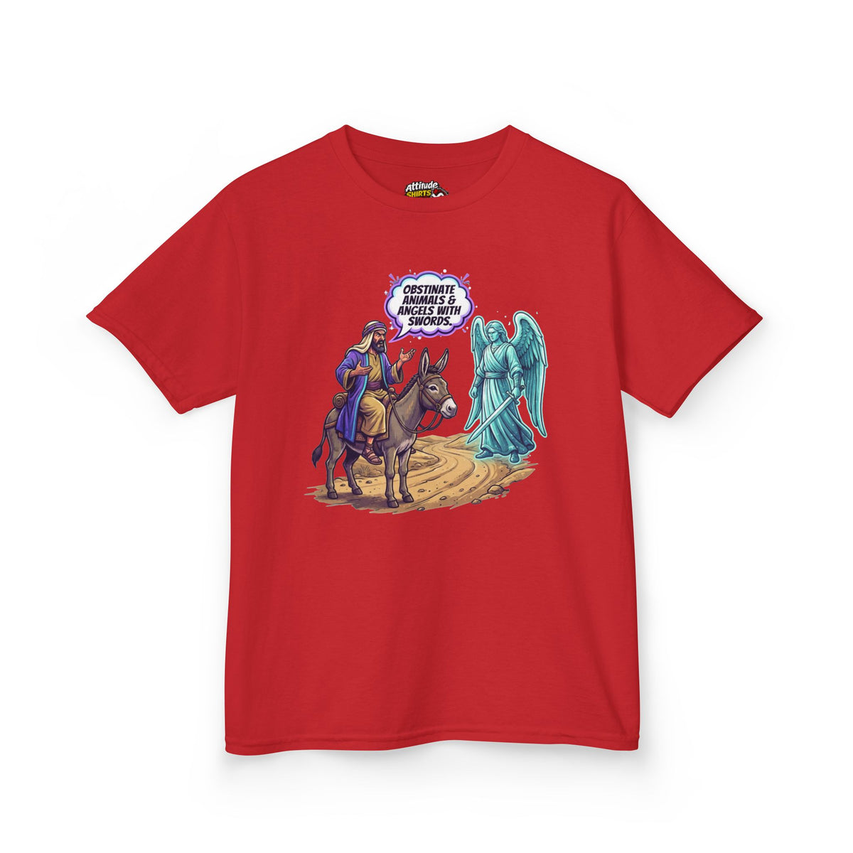 Color: Red | Good Book Series Obstinate Animals & Angels With Swords Kids Tee