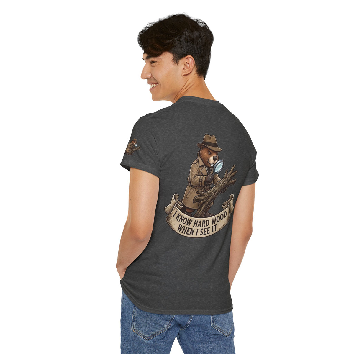 Color: Dark Heather | I Know Hard Wood Premium Graphic Tee