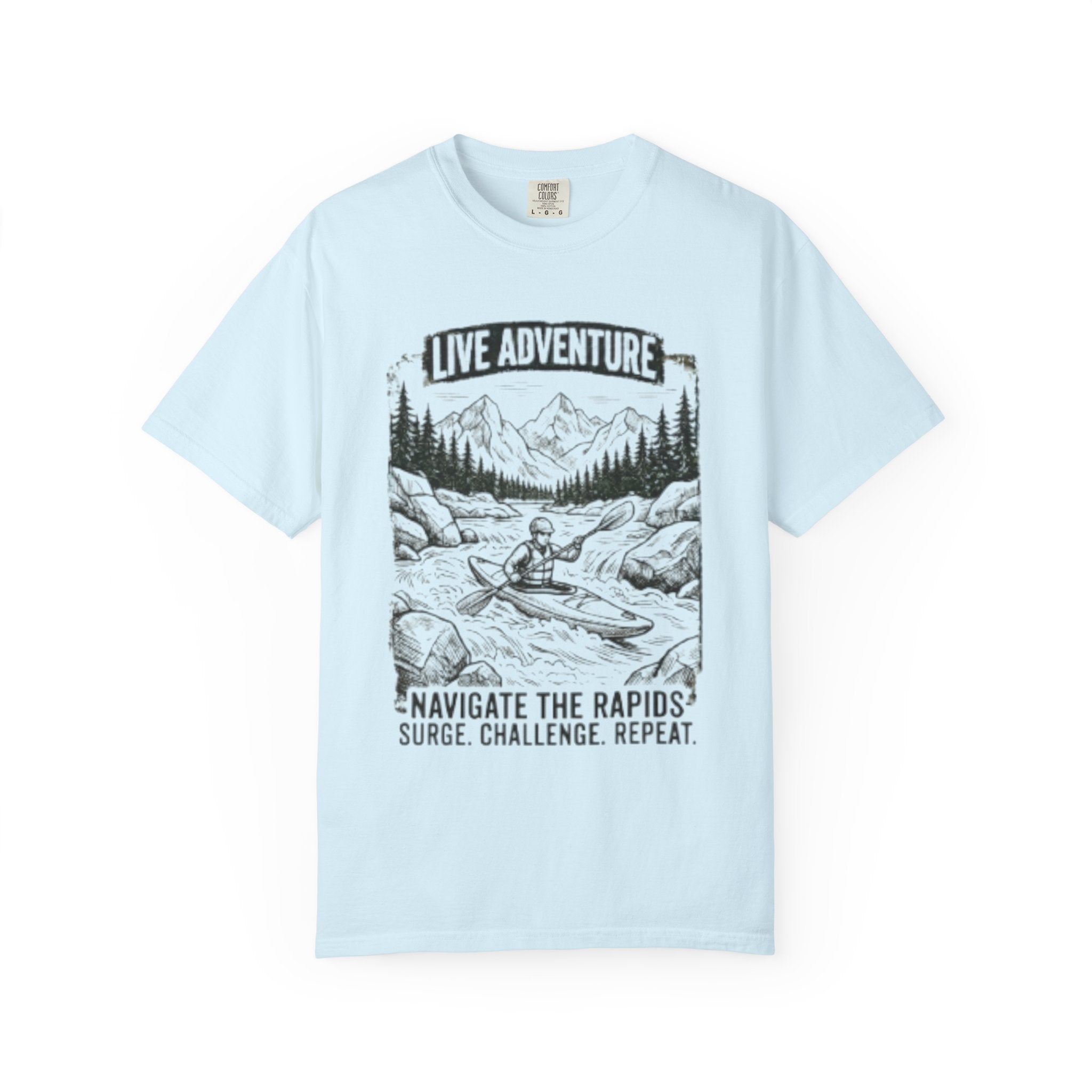"Live Adventure - Kayak" Unisex Garment-Dyed Tee