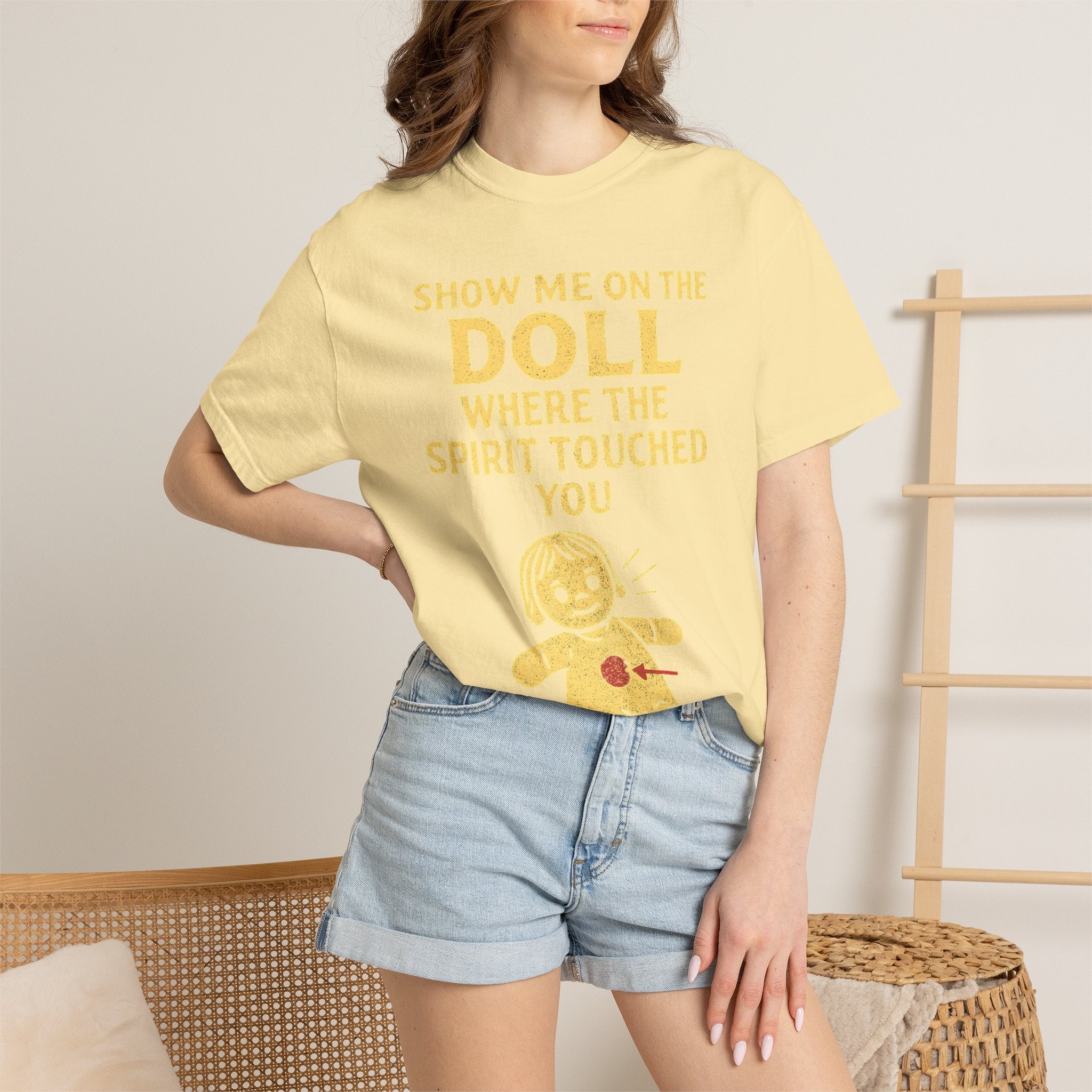 "Show Me On The Doll" Unisex Garment-Dyed T-shirt