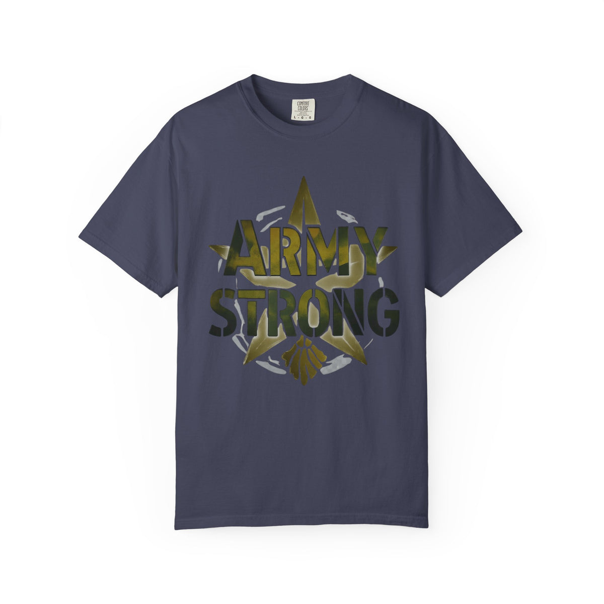 Color: Denim | Army Strong-2 Unisex Garment-Dyed T-shirt