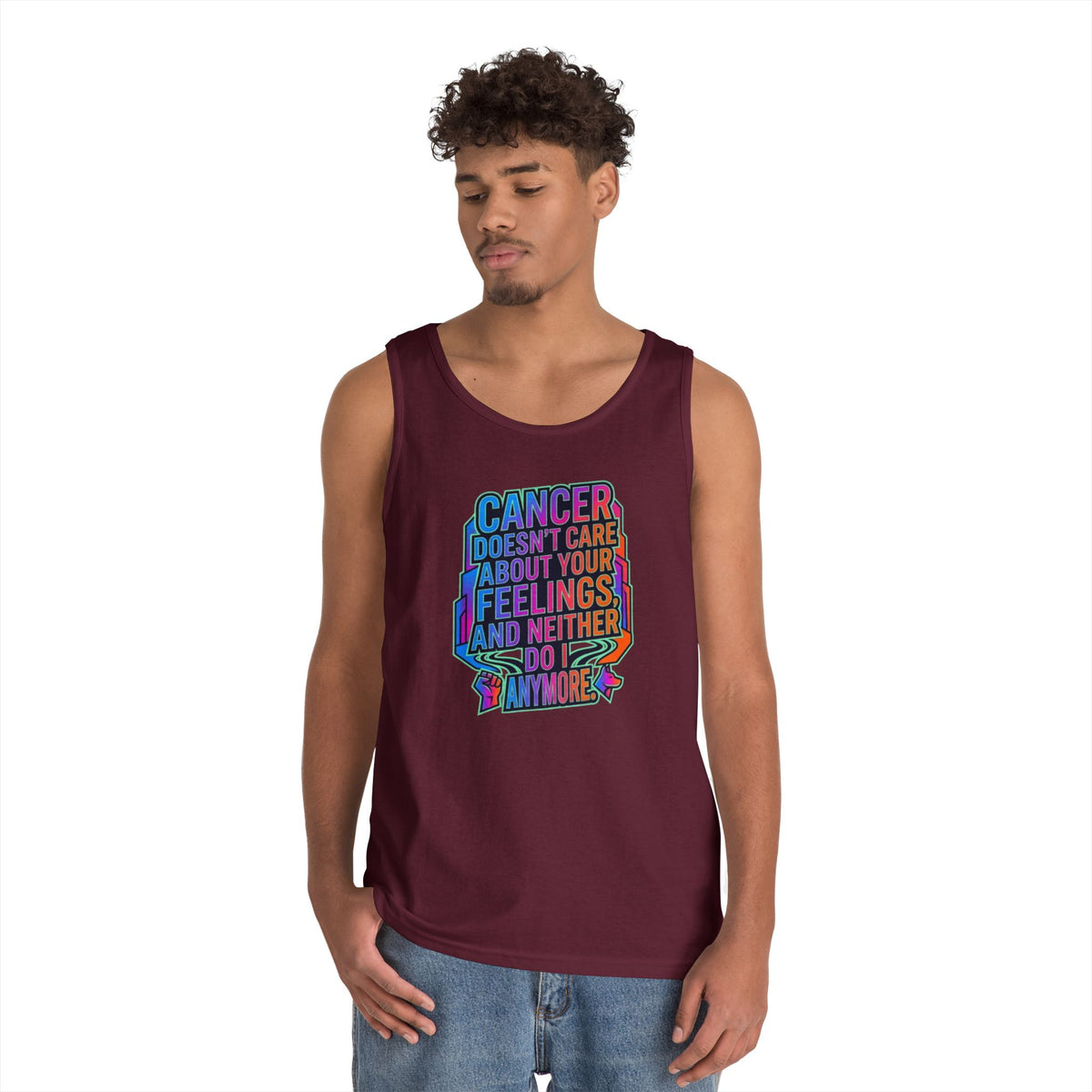 Color: Maroon | Cancer Doesn't Care About Your Feelings Tank Top
