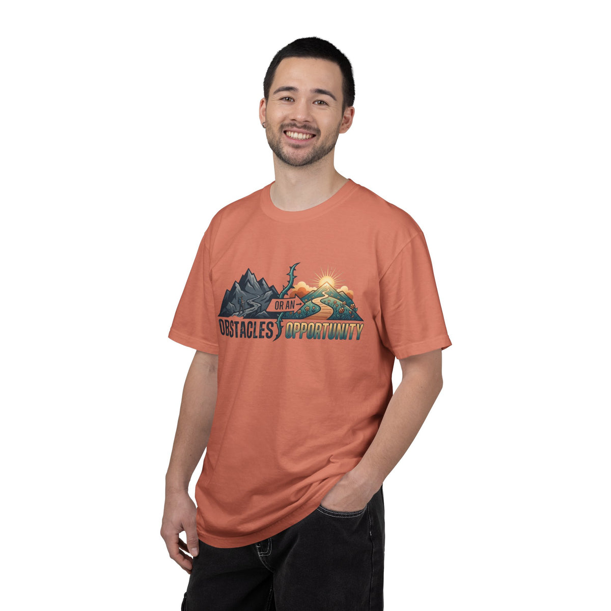 Color: Terracotta | Obstacle Or An Opportunity Unisex Garment-Dyed Tee