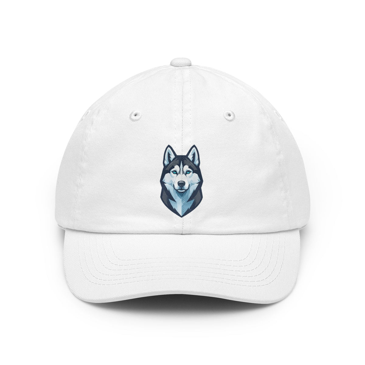 Color: White | Siberian Husky Loyal & Free Dad Hat — Graphic