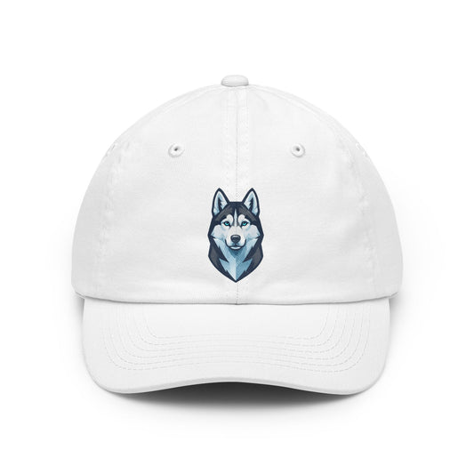 Color: White | Siberian Husky Loyal & Free Dad Hat — Graphic