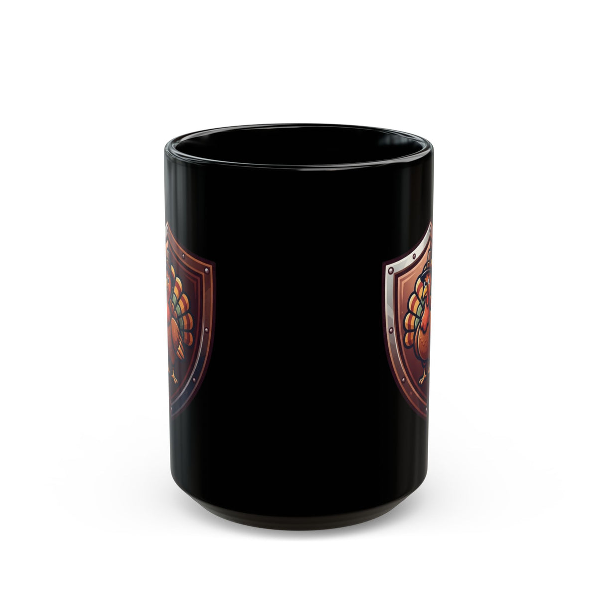 "My Thanksgiving Shield" Black Ceramic Mug — Graphic