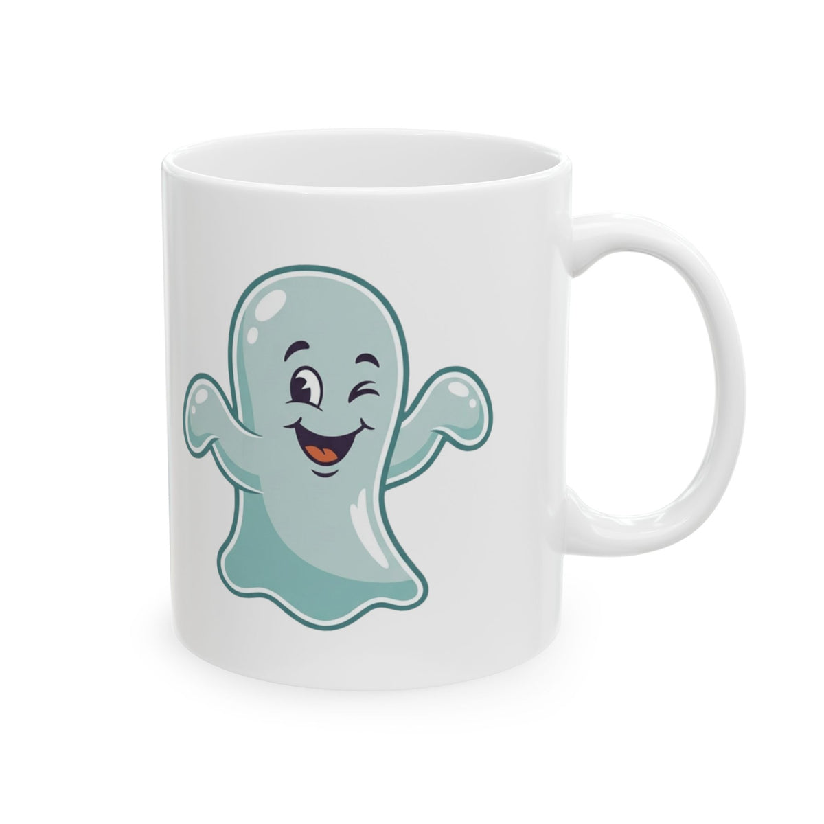 "Ghost Flakes" White Ceramic Mug — Graphic
