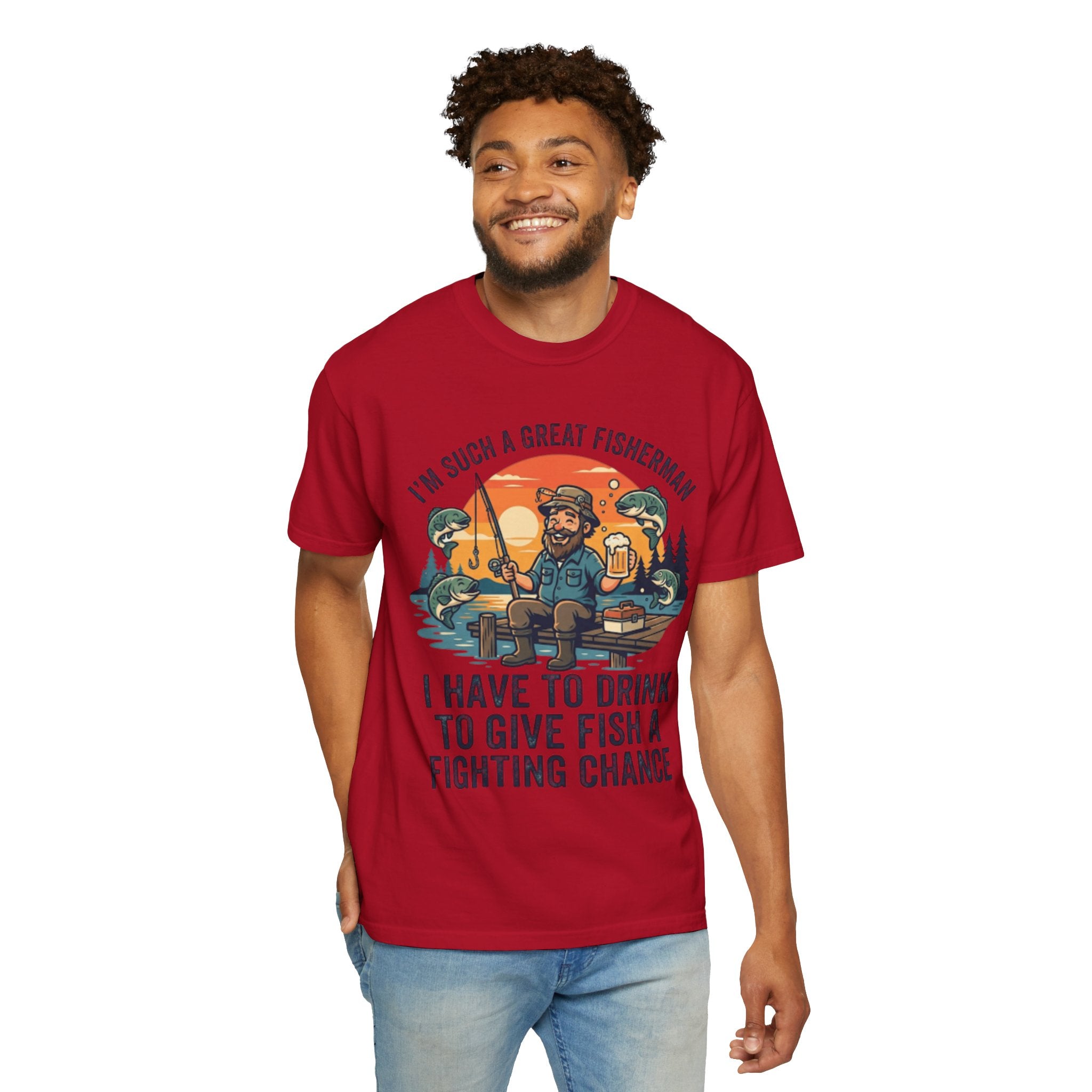 "Drink to Give Fish a Fighting Chance" Unisex Garment-Dyed Tee