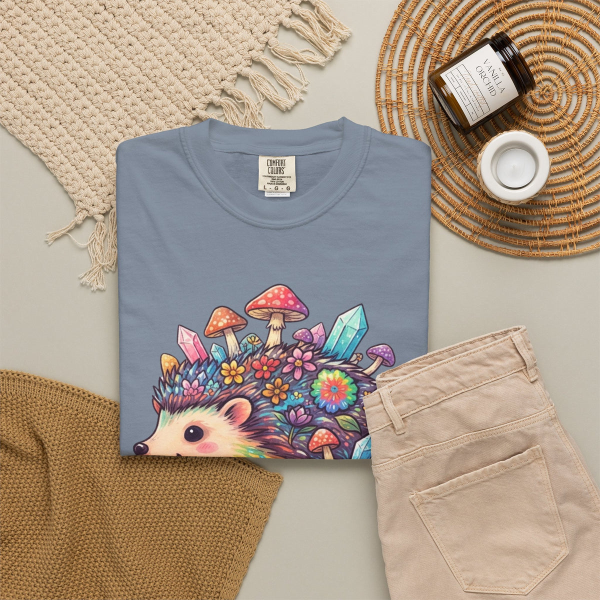Hippy Hedgehog Unisex Garment-Dyed Tee