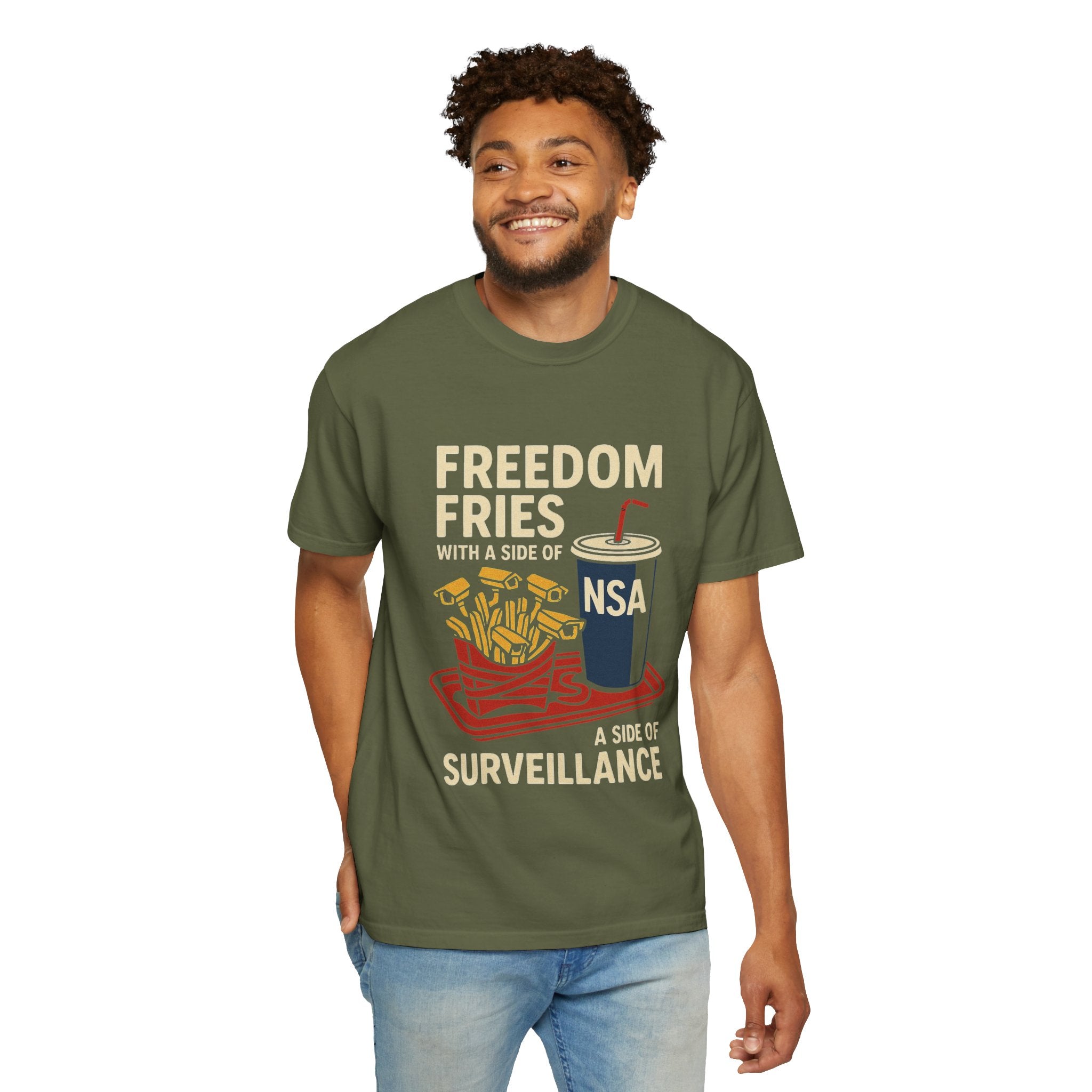 "Freedom Fries (With Extra Eyes)" Unisex Garment-Dyed T-shirt