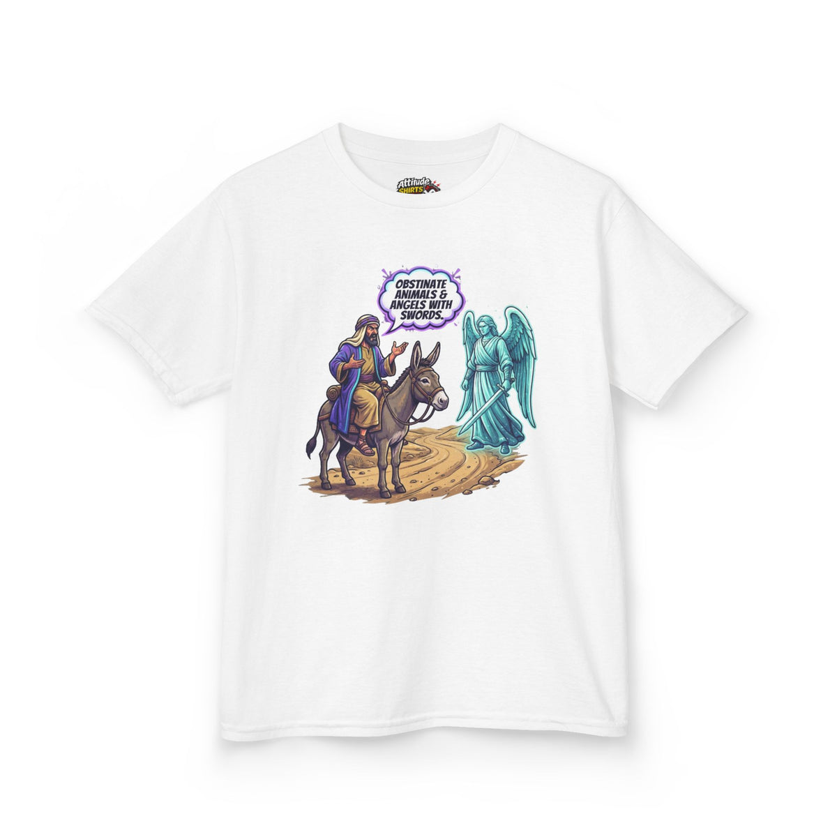 Color: White | Good Book Series Obstinate Animals & Angels With Swords Kids Tee