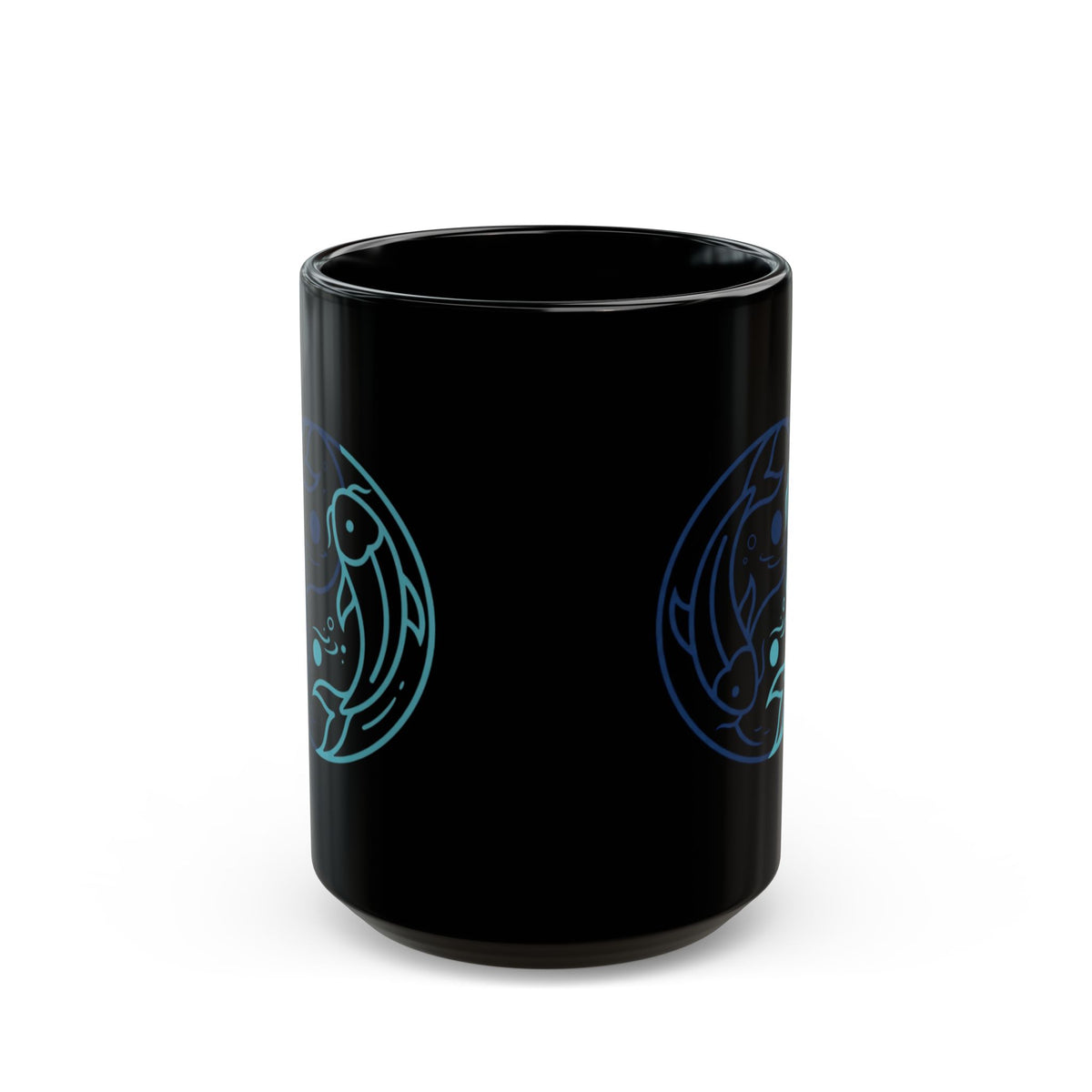 "Yin Yang Pisces" Black Ceramic Mug — Graphic
