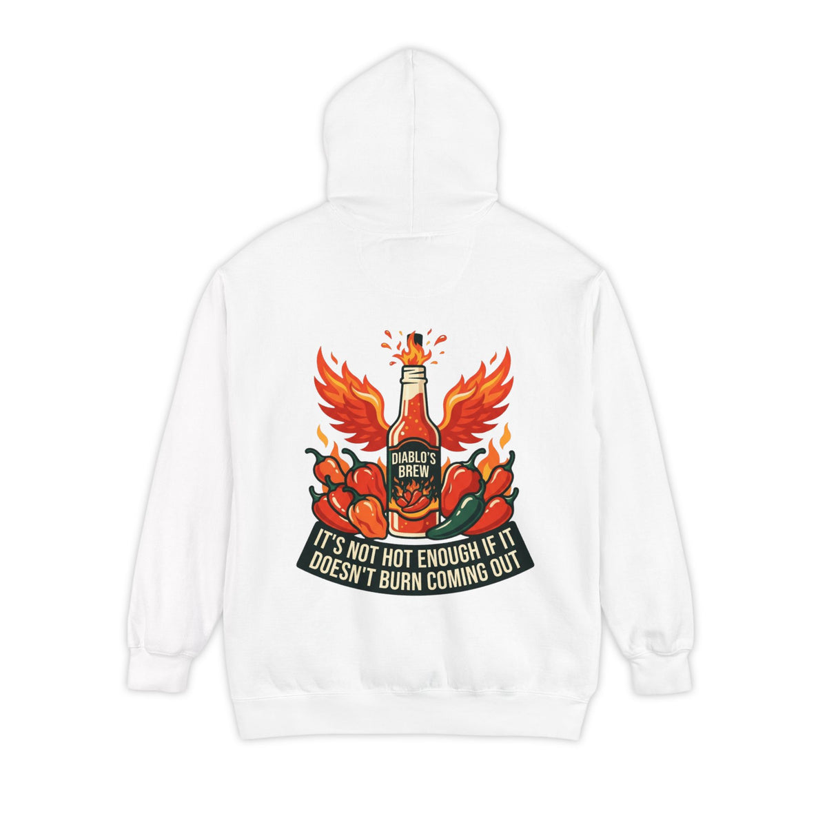 Color: White | Burns Coming Out Garment-Dyed Hoodie