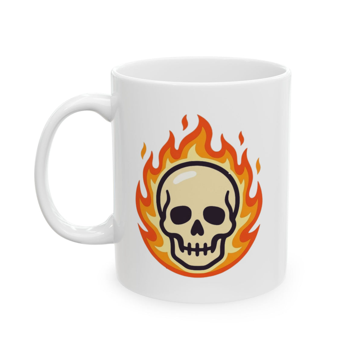 "Hellfire" White Ceramic Mug — Graphic