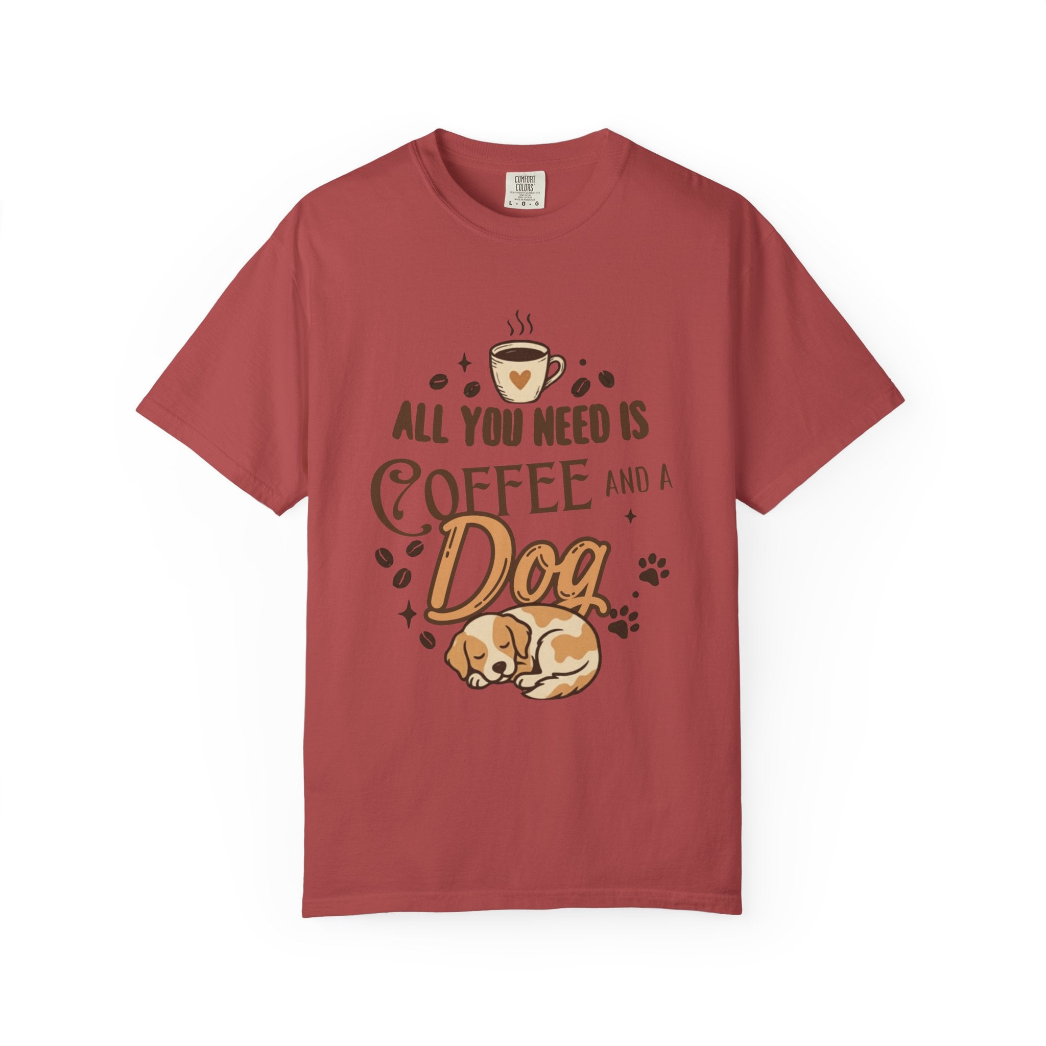 "Coffee and a Dog" Unisex Garment-Dyed Tee