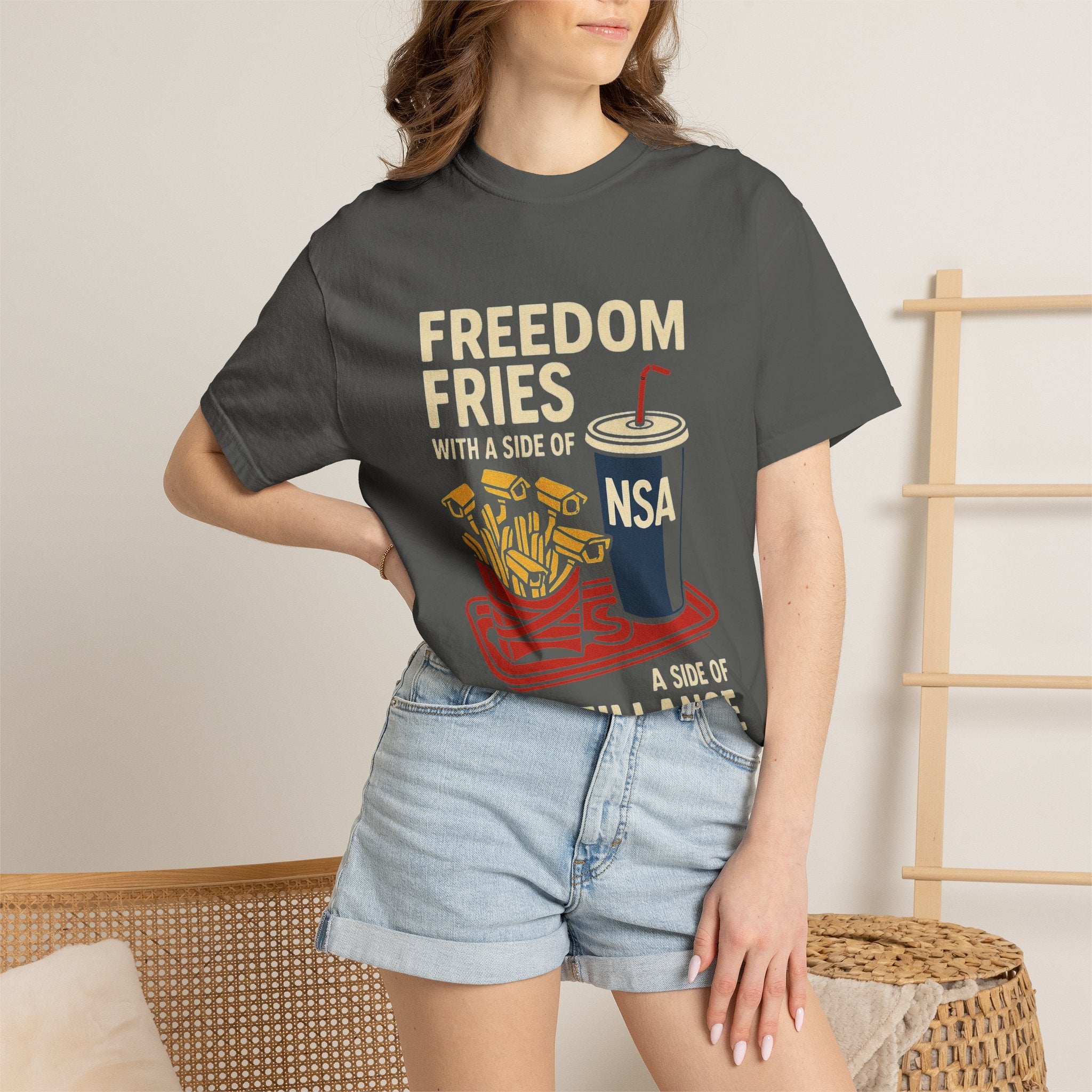 "Freedom Fries (With Extra Eyes)" Unisex Garment-Dyed T-shirt