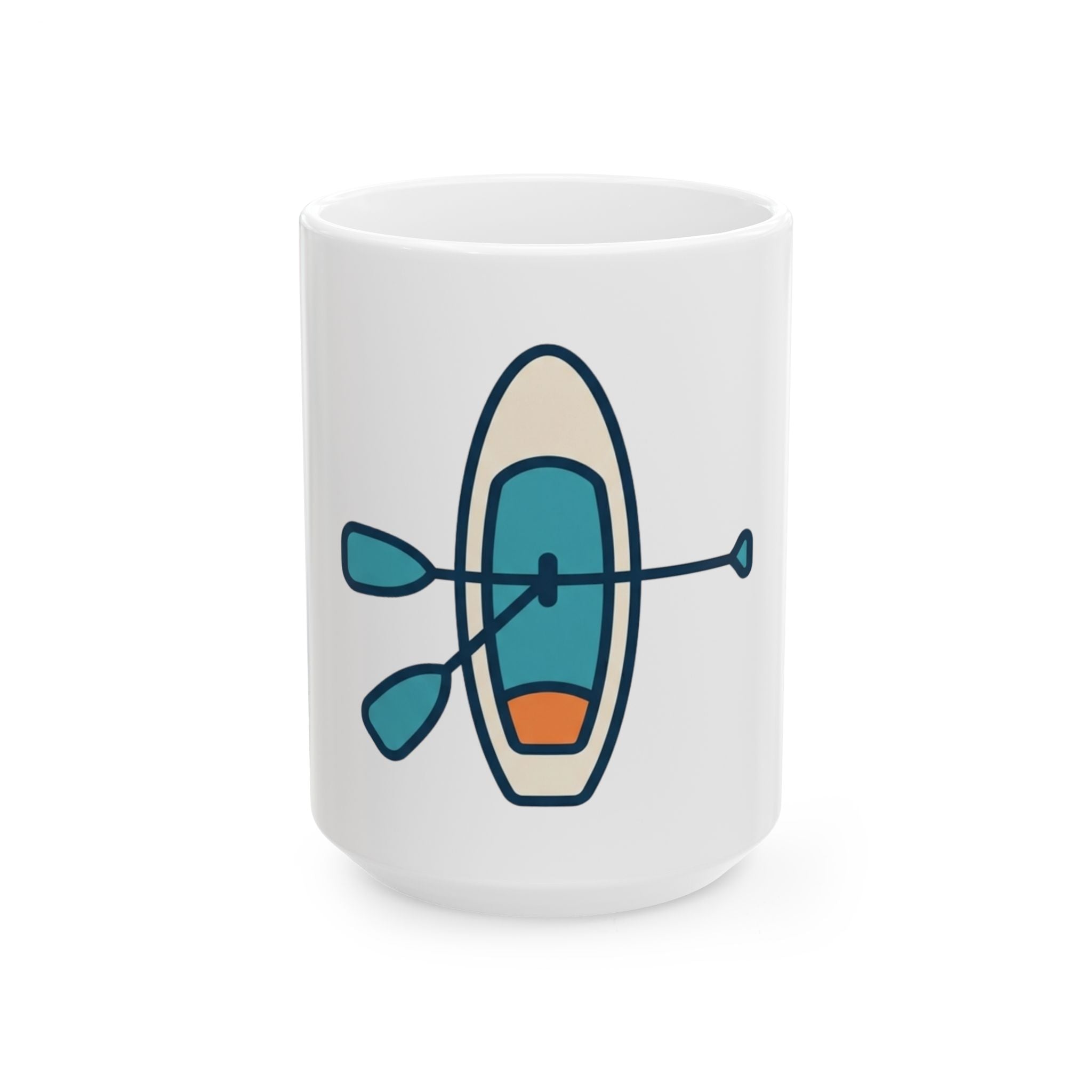 "Mountain Lake Paddle Board" White Ceramic Mug — Graphic