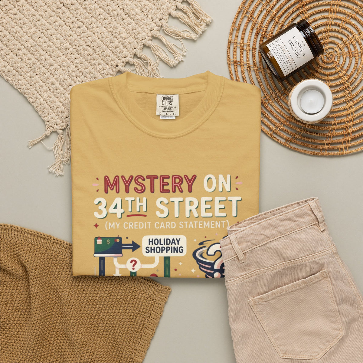 "Mystery On 34th Street" Unisex Garment-Dyed Tee