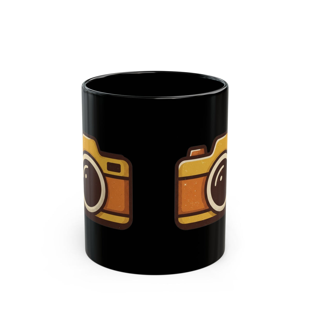 "Eyes Closed As Usual" Black Ceramic Mug — Graphic