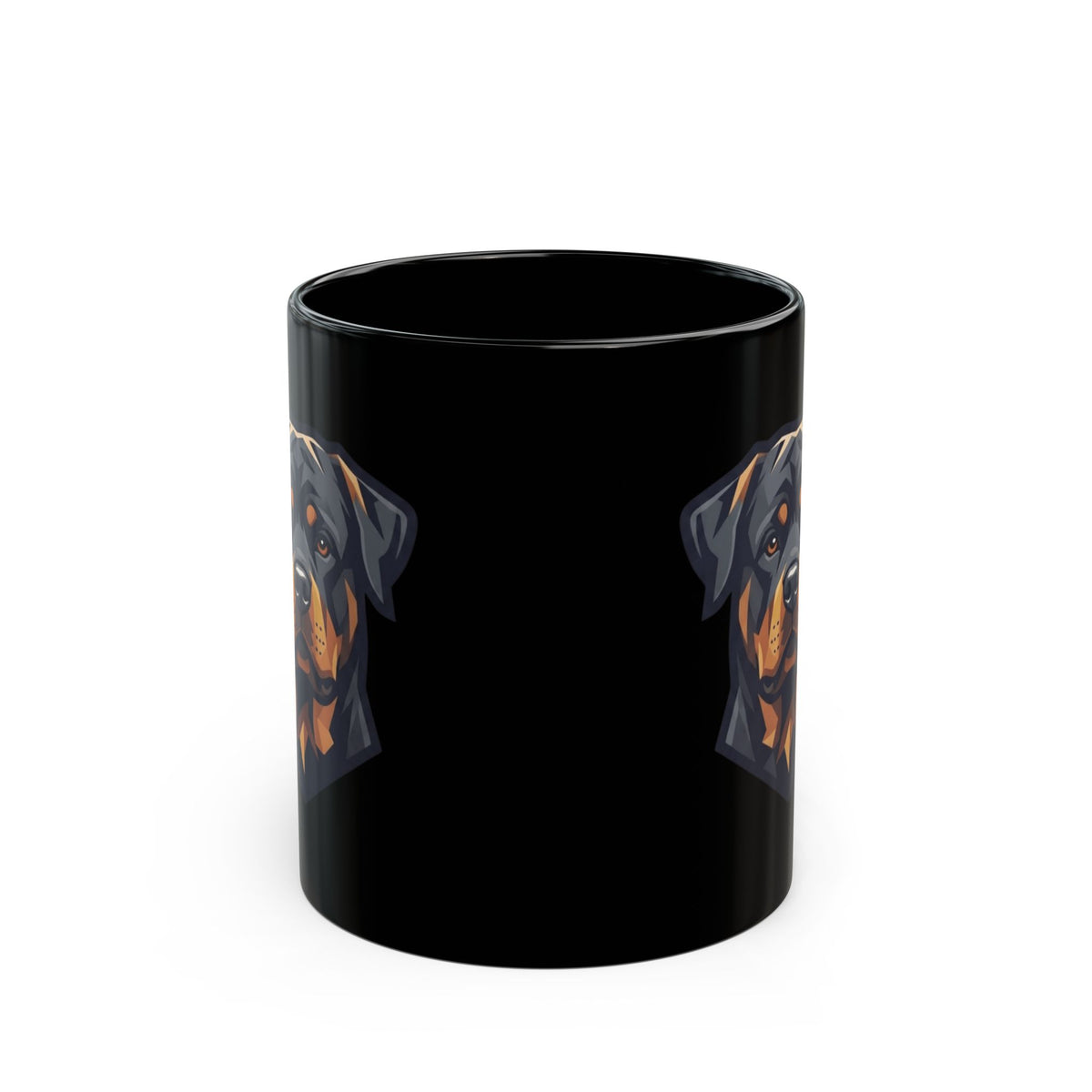 "Rottweiler Rulers Confident Powerful" Black Ceramic Mug — Graphic