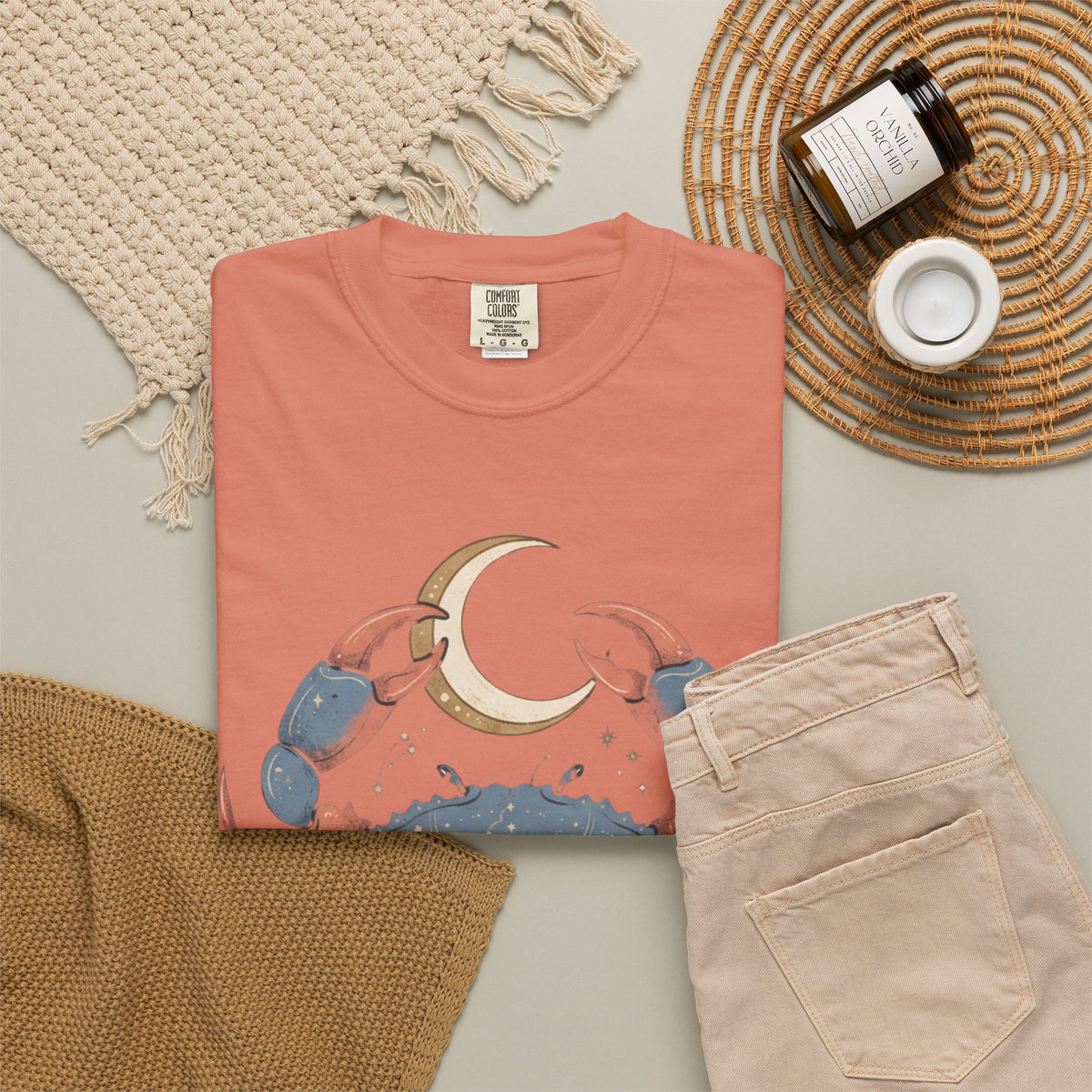 "Cancer The Moon Child Crab" Unisex Garment-Dyed Tee