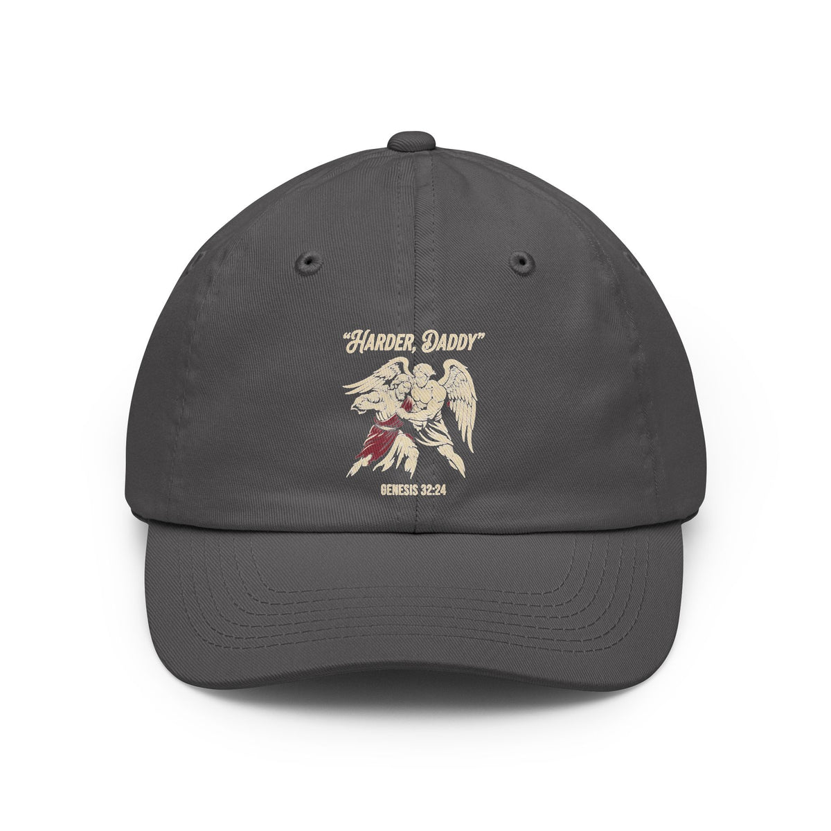 Color: Charcoal | Good Book Series Man vs Angel Dad Hat — Graphic