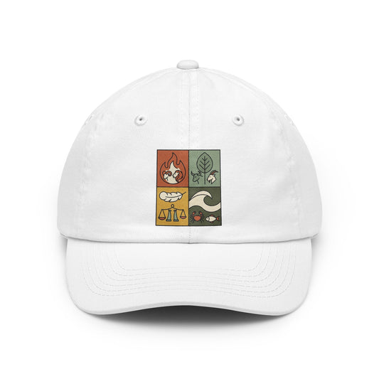 Color: White | Four Elements- Fire, Earth, Air, Water Dad Hat
