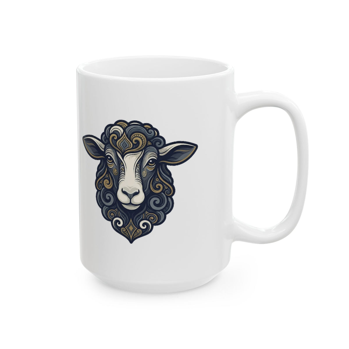 "Barnyard Sheep" White Ceramic Mug — Graphic