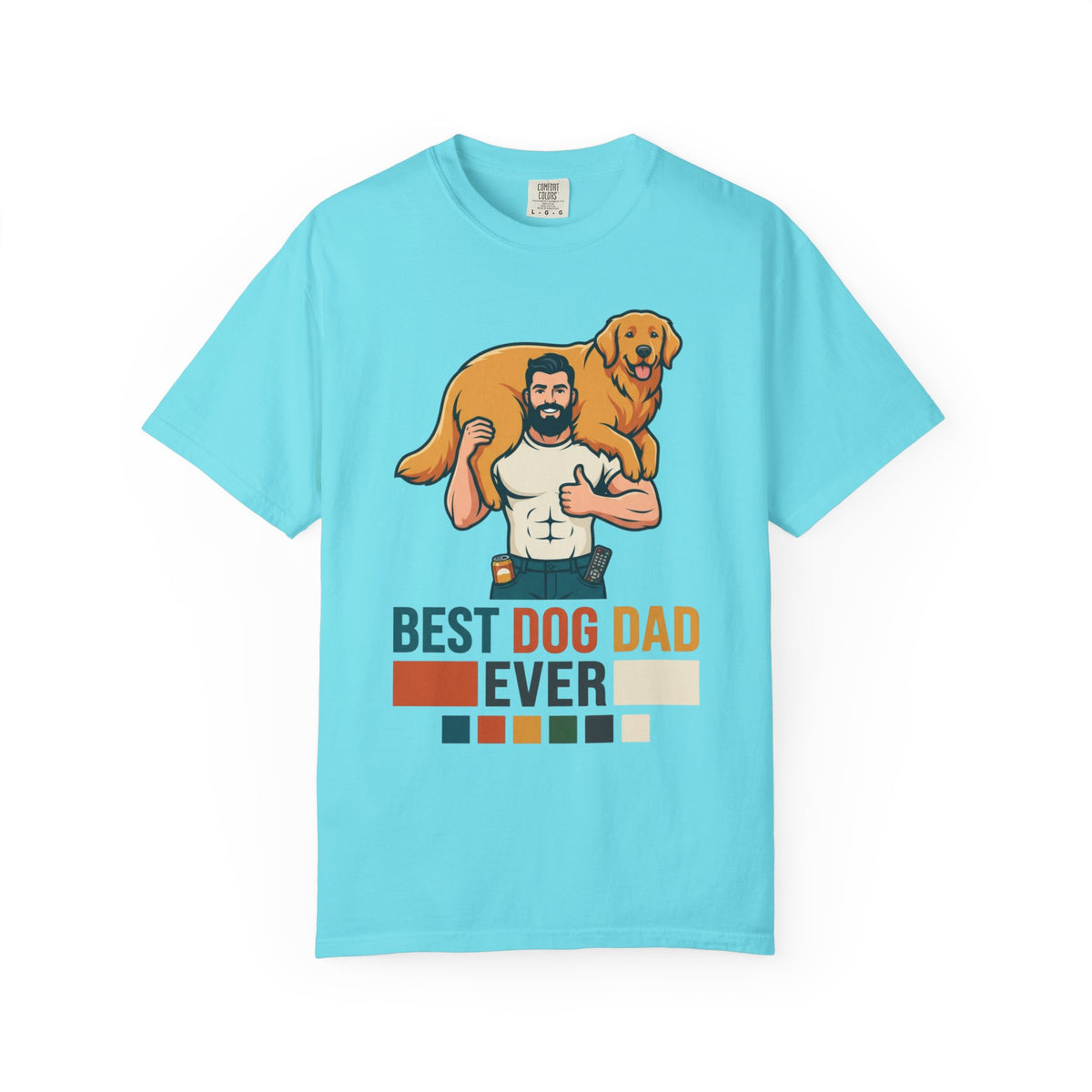 Color: Lagoon Blue | Best Dog Dad Unisex Garment-Dyed Tee