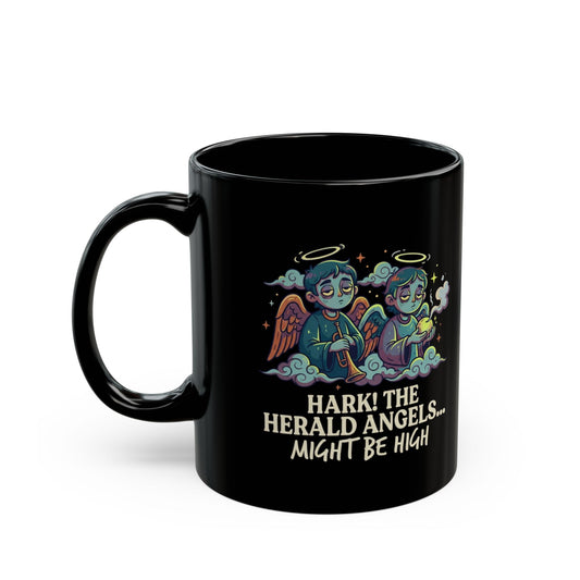 "Hark The Herald Angels" Black Ceramic Mug