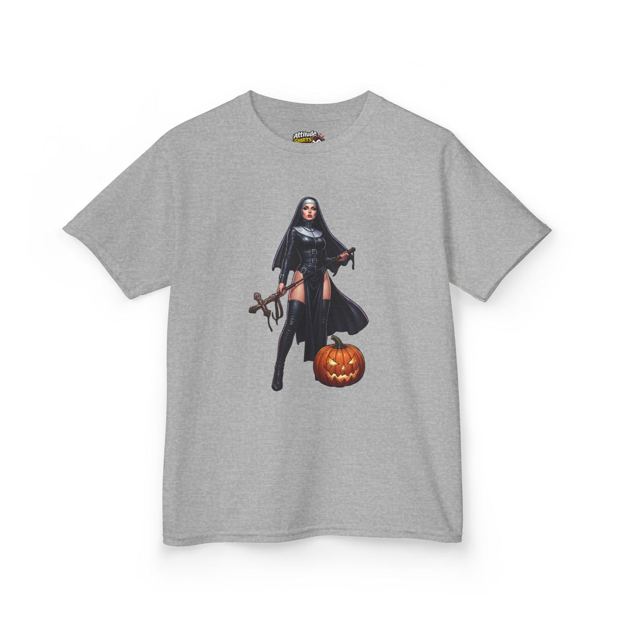 Color: Sport Grey | Sexy Halloween Nun Kids Tee