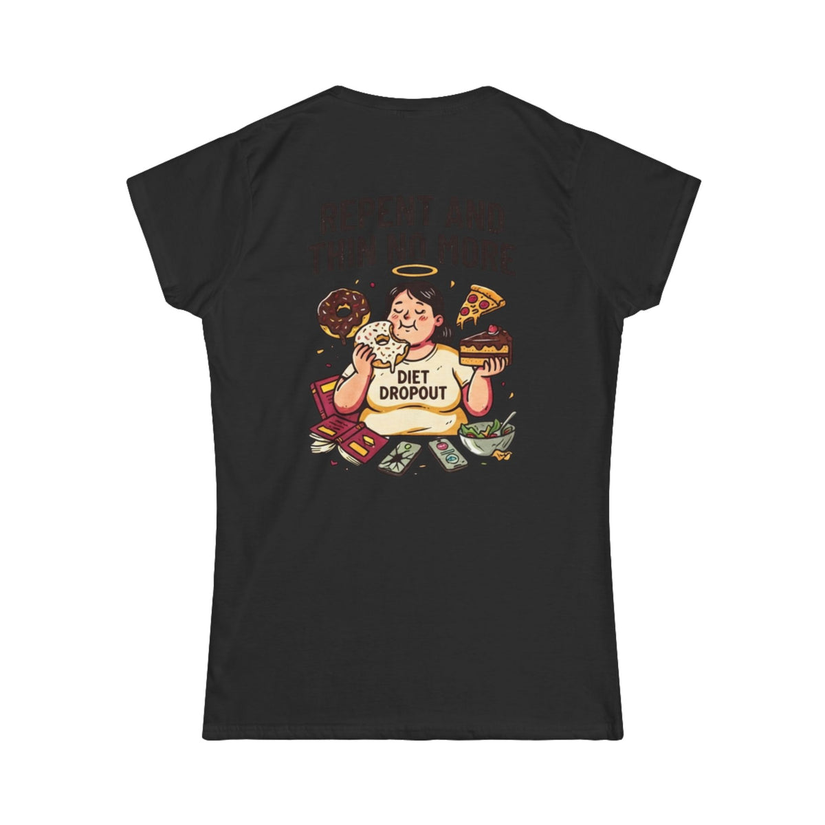Color: Black | Repent and Thin No More Women's Tee