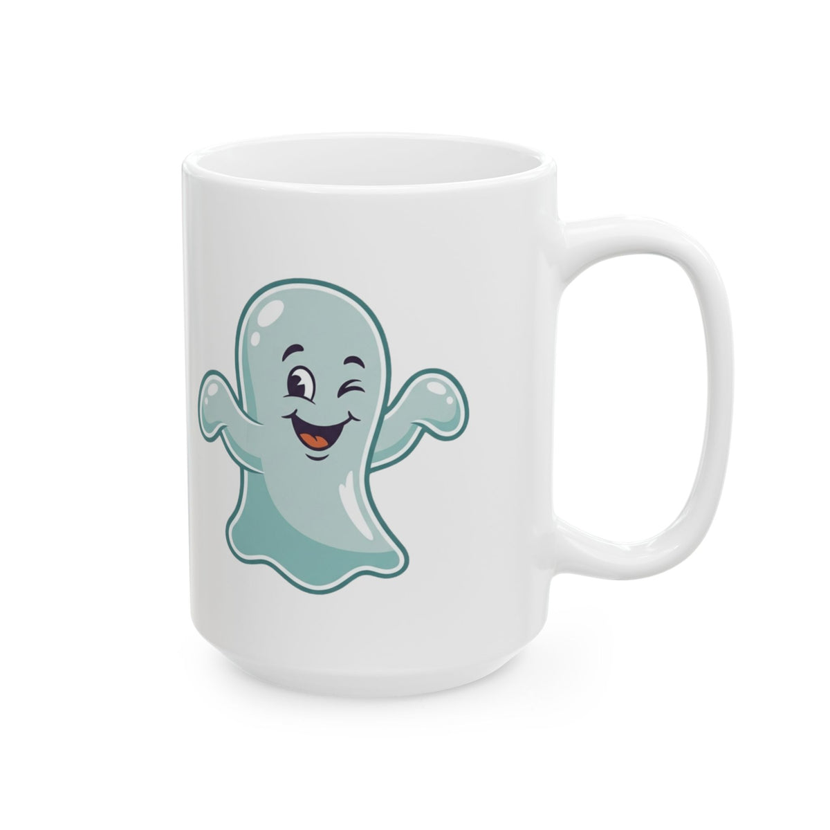 "Ghost Flakes" White Ceramic Mug — Graphic