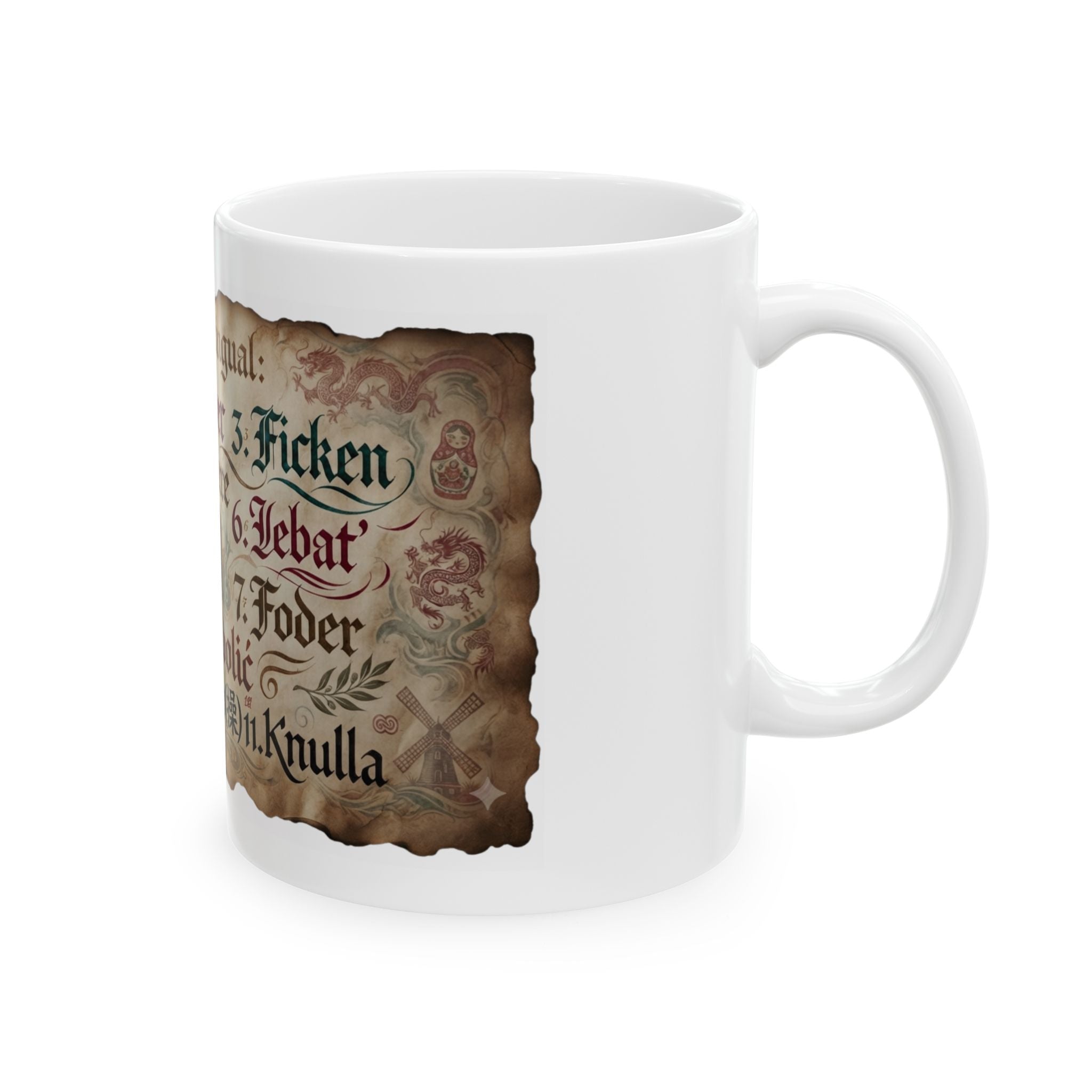 "Multilingual" White Ceramic Mug