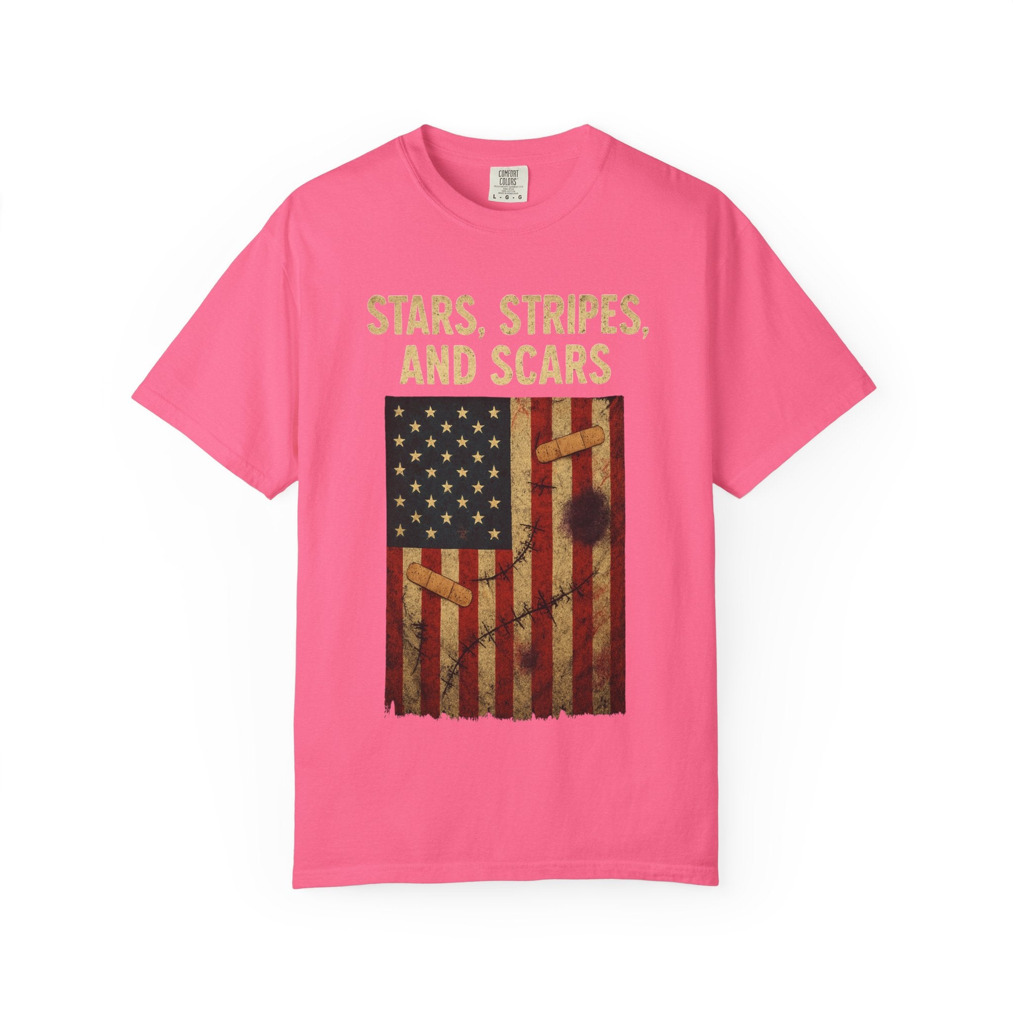 "STARS, STRIPES, AND SCARS" Unisex Garment-Dyed T-shirt