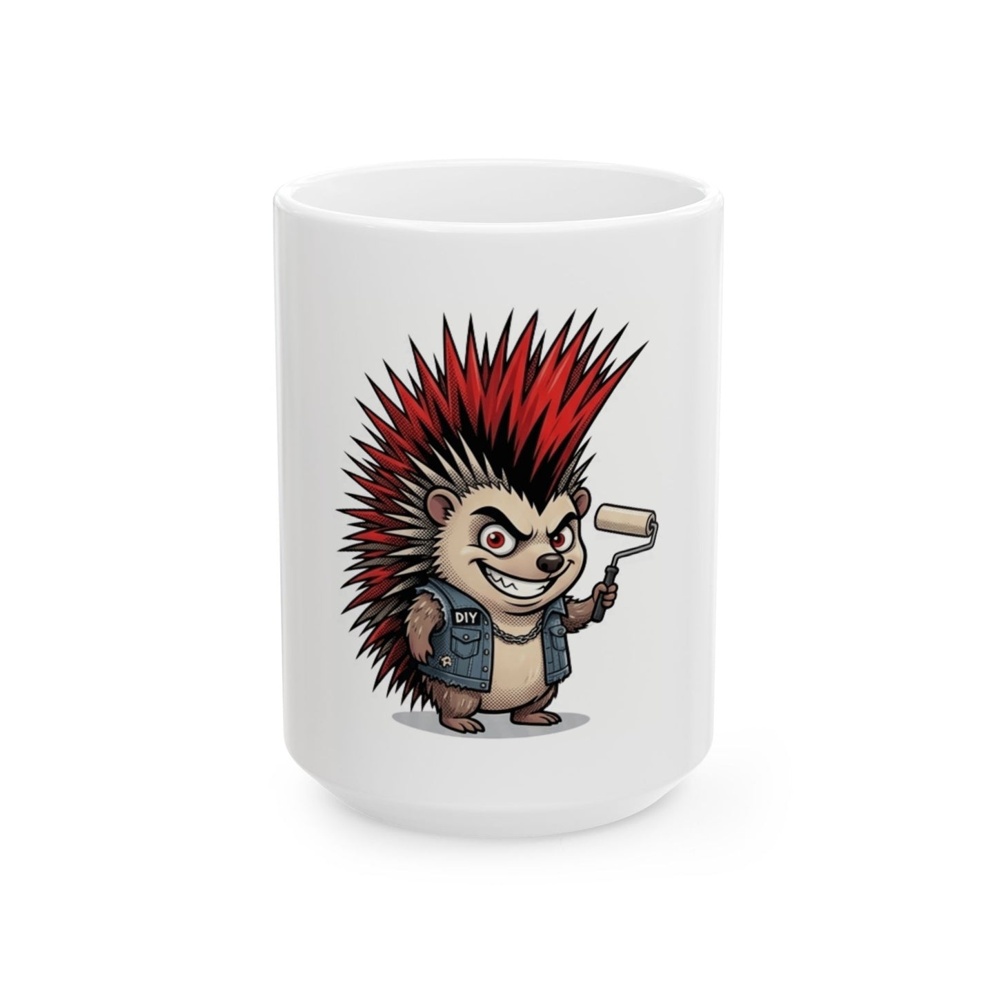 "Punkupine" White Ceramic Mug
