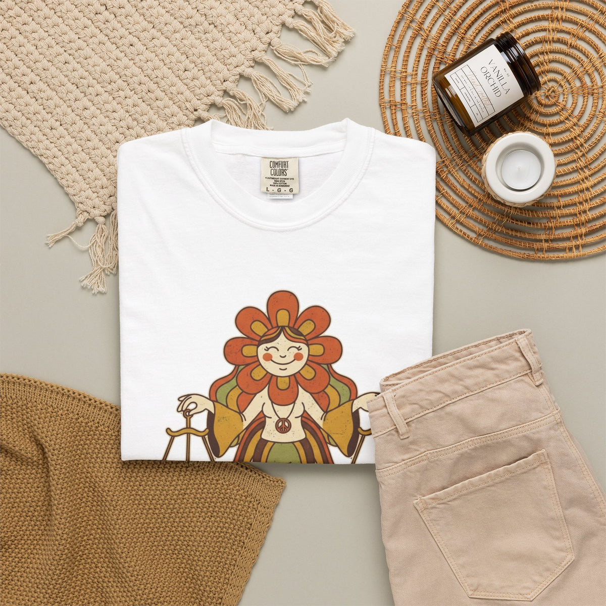"Retro Mascot Groovy Libra" Unisex Garment-Dyed Tee