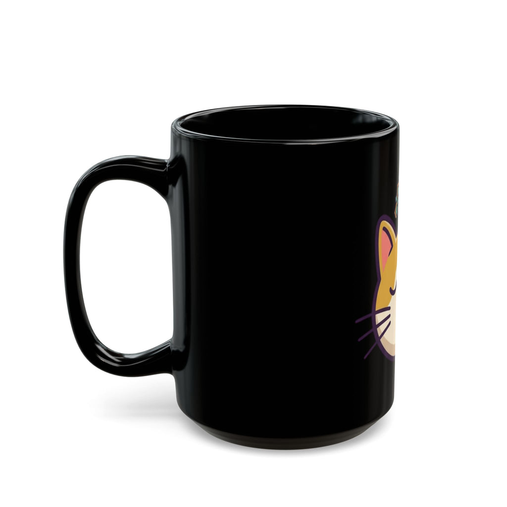 "Cat CALM" Black Ceramic Mug — Graphic