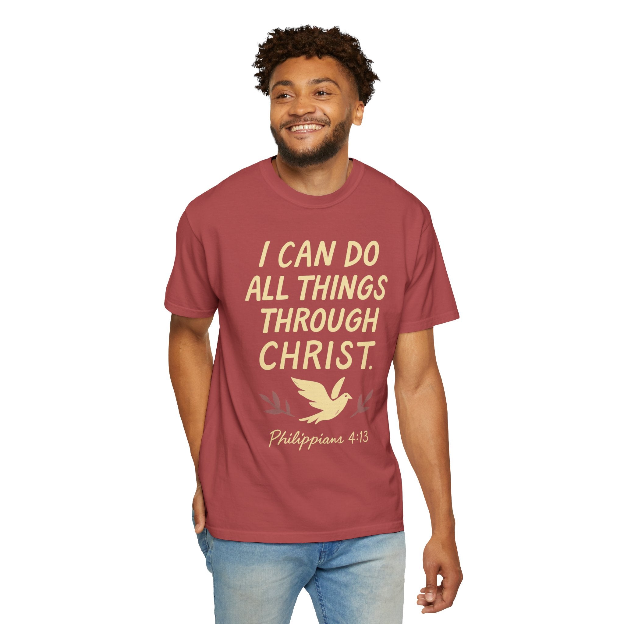 "All Things Through Christ" Unisex Garment-Dyed T-shirt