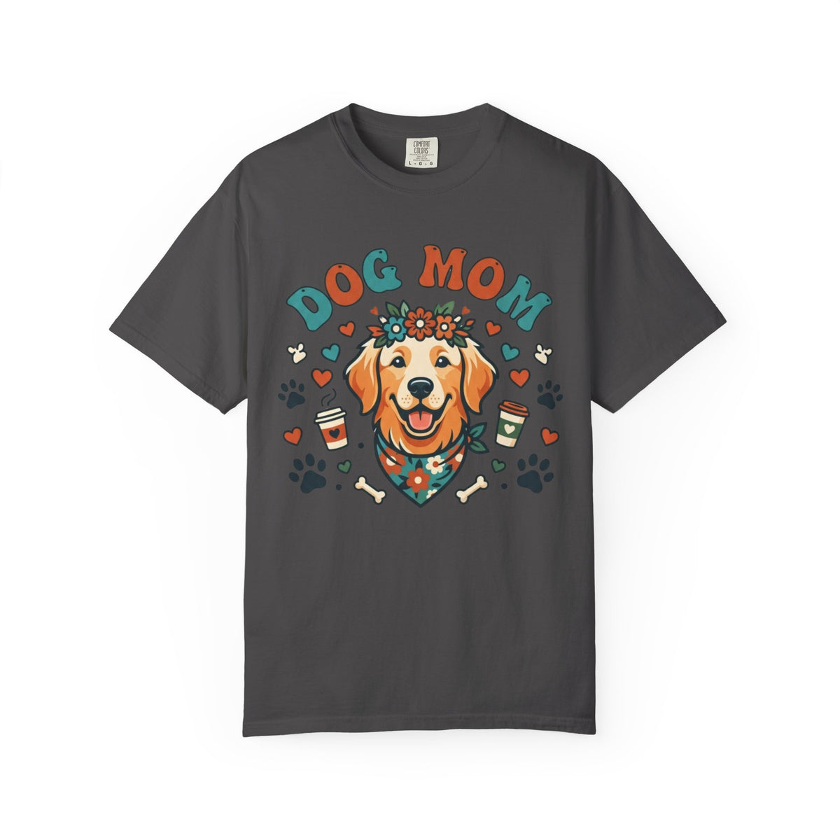 Color: Graphite | Dog Mom Unisex Garment-Dyed Tee