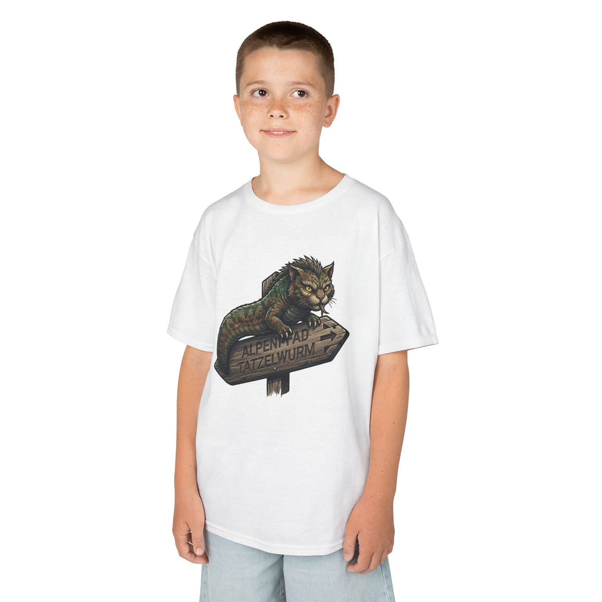 Color: White | Tatzelwurm (Alpine Europe) Kids Tee