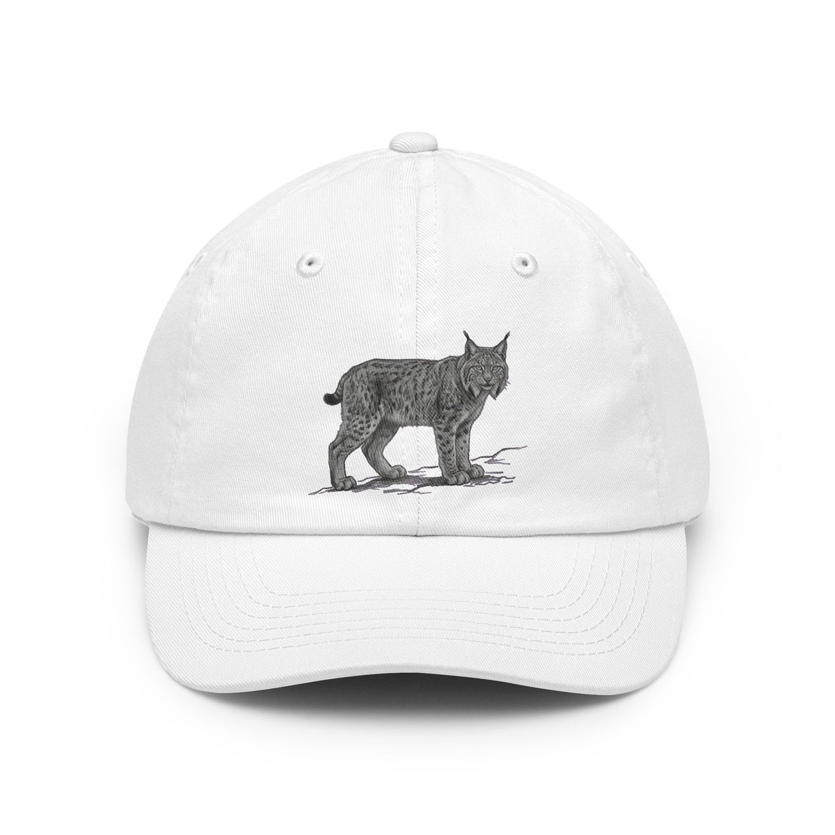 Color: White | Pencil Sketch Art Lynx Dad Hat