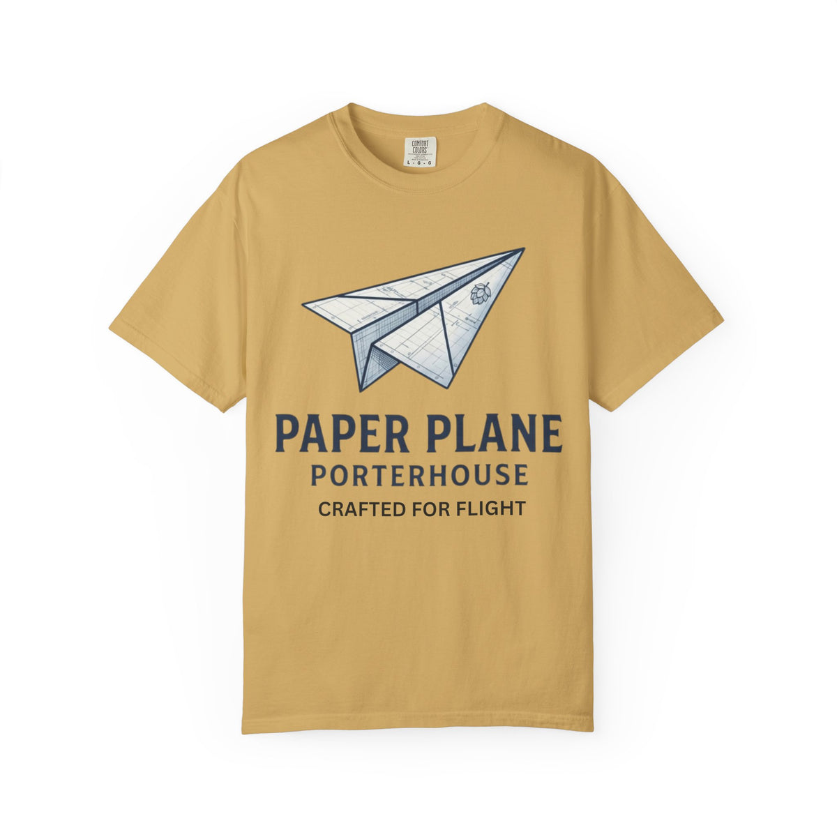 Color: Mustard | Paper Plane Porterhouse Unisex Garment-Dyed Tee