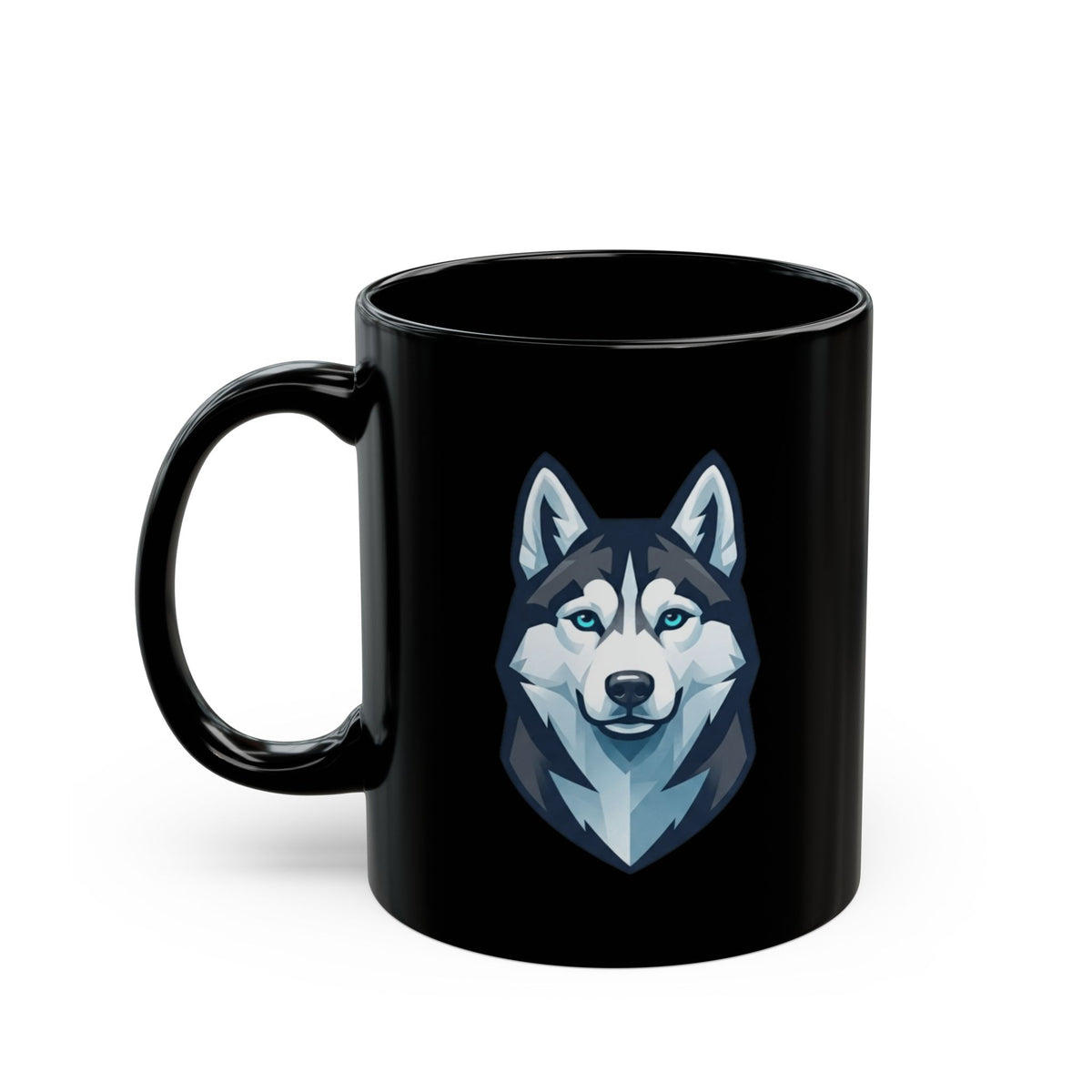 "Siberian Husky Loyal & Free" Black Ceramic Mug — Graphic