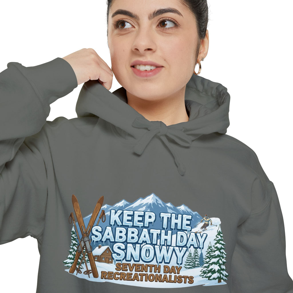 Ski Sabbath: My Church Has Powder | Garment-Dyed Hoodie — AttitudeShirts