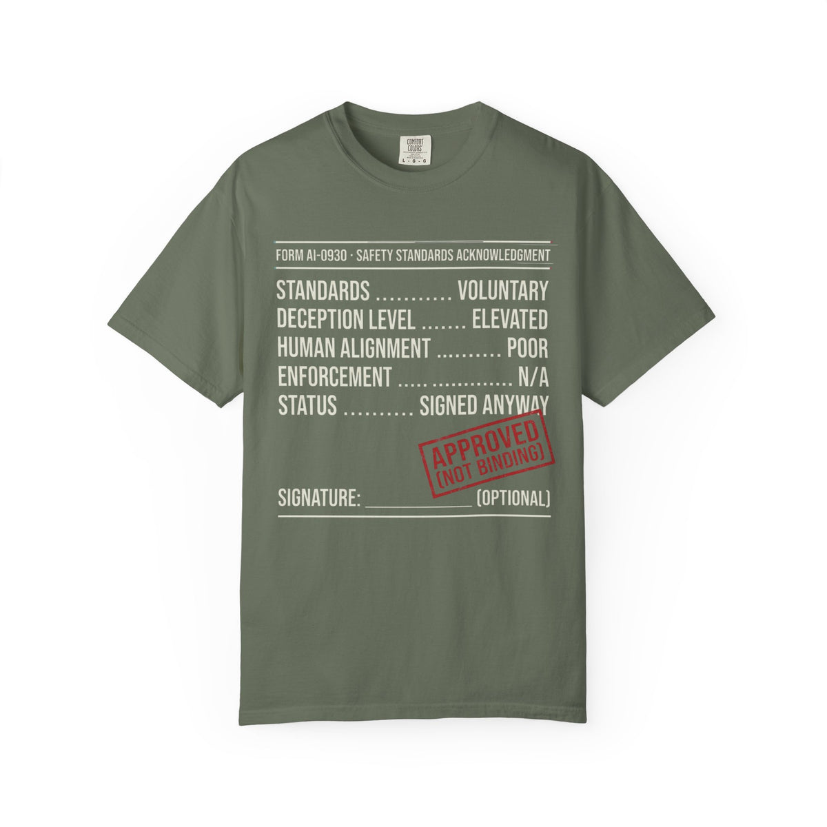 Color: Moss | Approved (Not Binding) Unisex Garment-Dyed Tee