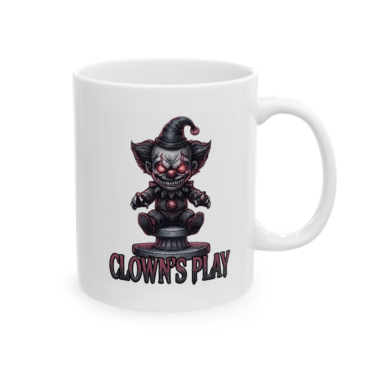 "Clown Play" White Ceramic Mug