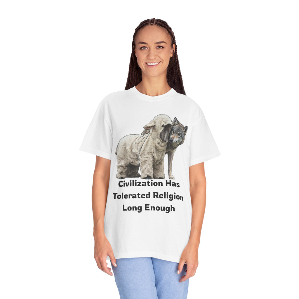 "Civilization Tolerated Religion" Unisex Garment-Dyed Tee