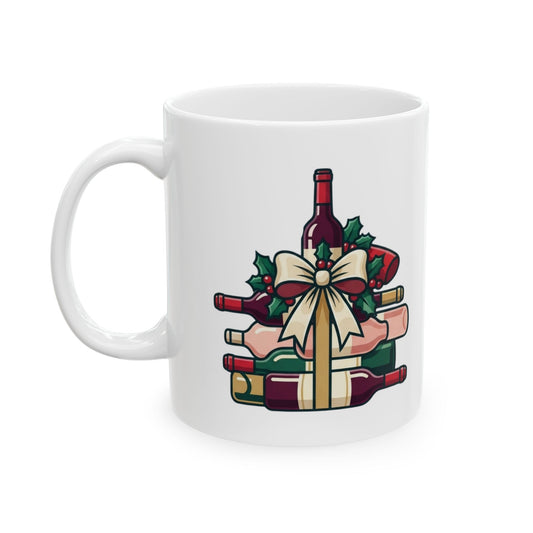 "Santa Bring Me Wine" White Ceramic Mug — Graphic